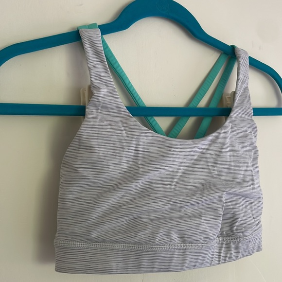 Lululemon Grey and Teal Energy Strappy Sports Bra - Picture 5 of 9